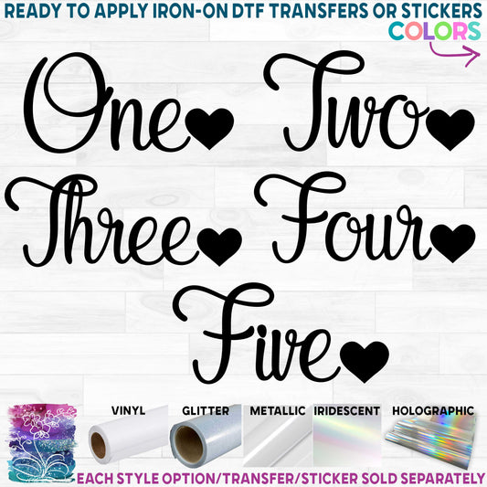(s165-B) Script Number Ages with Heart One, Two, Three