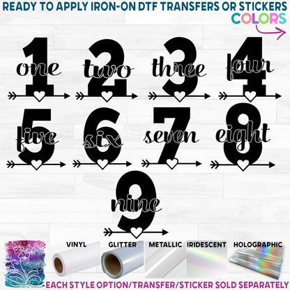 (s165-G) Heart Arrow Number 1, 2, 3, 4, 5, 6, 7, 8, 9