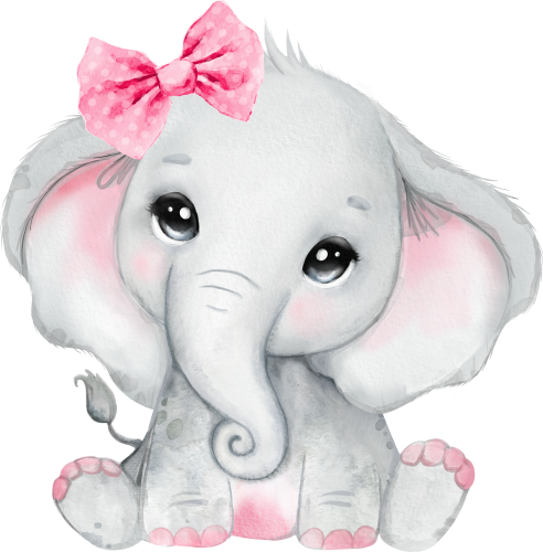 (s167-E)  Baby Girl Elephant Pink Bow