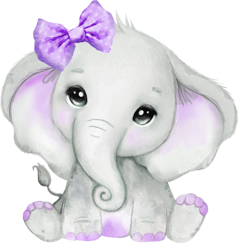 (s167-F)  Baby Girl Elephant Purple Bow