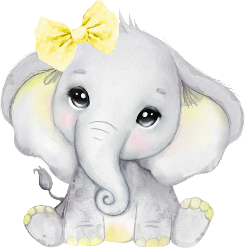 (s167-G)  Baby Girl Elephant Yellow Bow