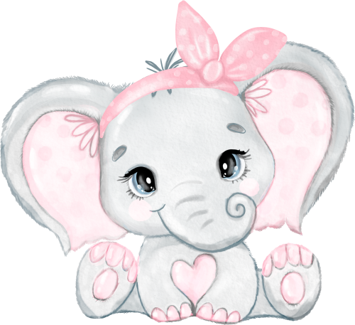 (s167-G2)  Baby Girl Elephant Pink Bow
