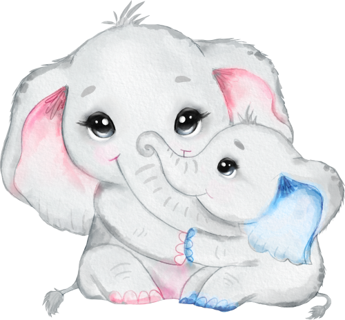 (s167-M)  Mama & Baby Elephant