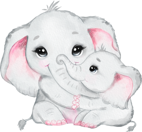 (s167-N)  Mama & Baby Elephant