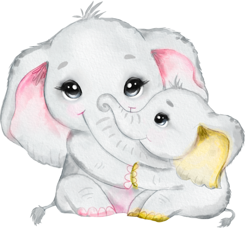 (s167-O)  Mama & Baby Elephant