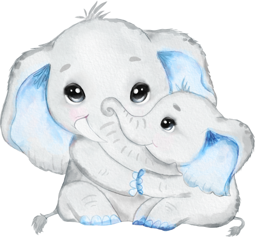 (s167-P) Daddy & Baby Elephant