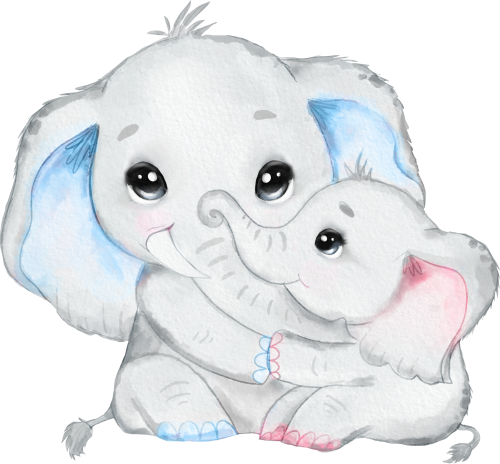 (s167-Q) Daddy & Baby Elephant