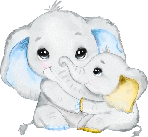(s167-R) Daddy & Baby Elephant