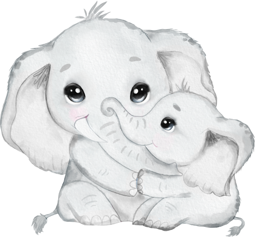 (s167-S)  Adult & Baby Elephant
