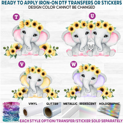 (s167) Cute Baby Watercolor Elephants Printed Heat Transfer or Sticker