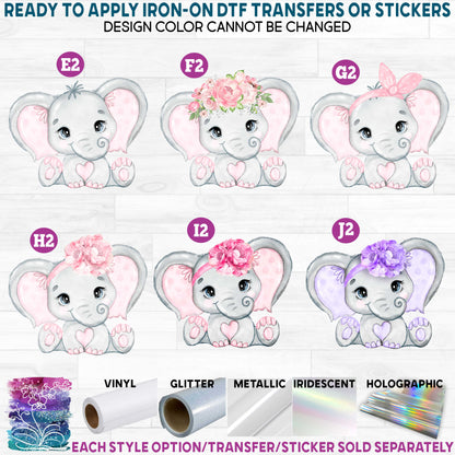 (s167) Cute Baby Watercolor Elephants Printed Heat Transfer or Sticker