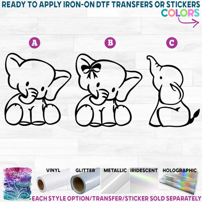 (s167) Baby Elephants Printed Heat Transfer or Sticker