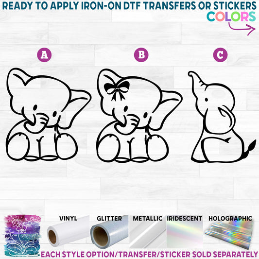 (s167) Baby Elephants Printed Heat Transfer or Sticker