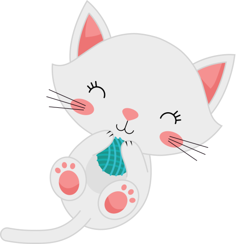 (s169-11-1C) White Cat Yarn Ball