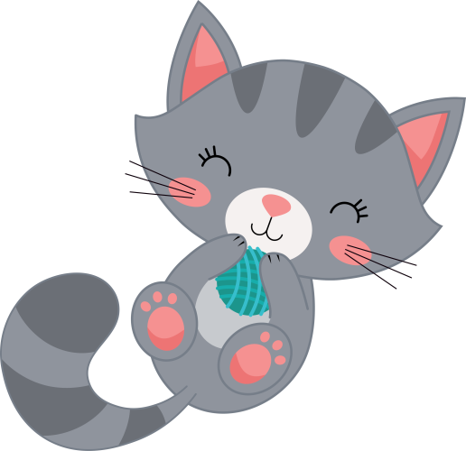 (s169-11-1G) Gray Cat Yarn Ball