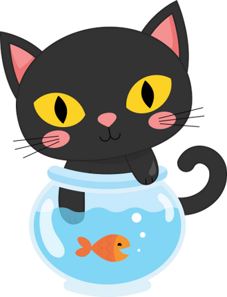 (s169-11-1J) Black Cat Fishbowl