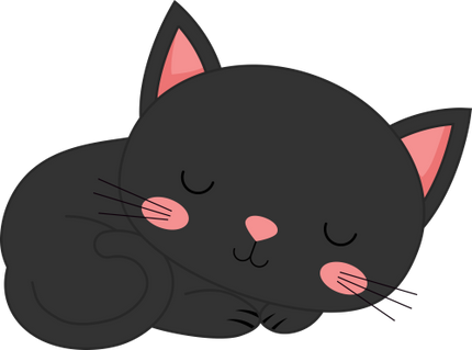 (s169-11-1L) Black Cat Sleeping