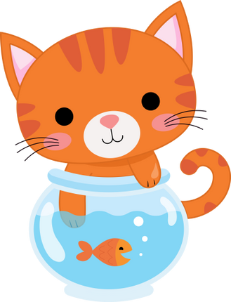 (s169-11-1N) Orange Cat Fishbowl