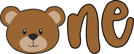 (s169-14-2D) Set of 2 Age One Teddy Bear Face Head