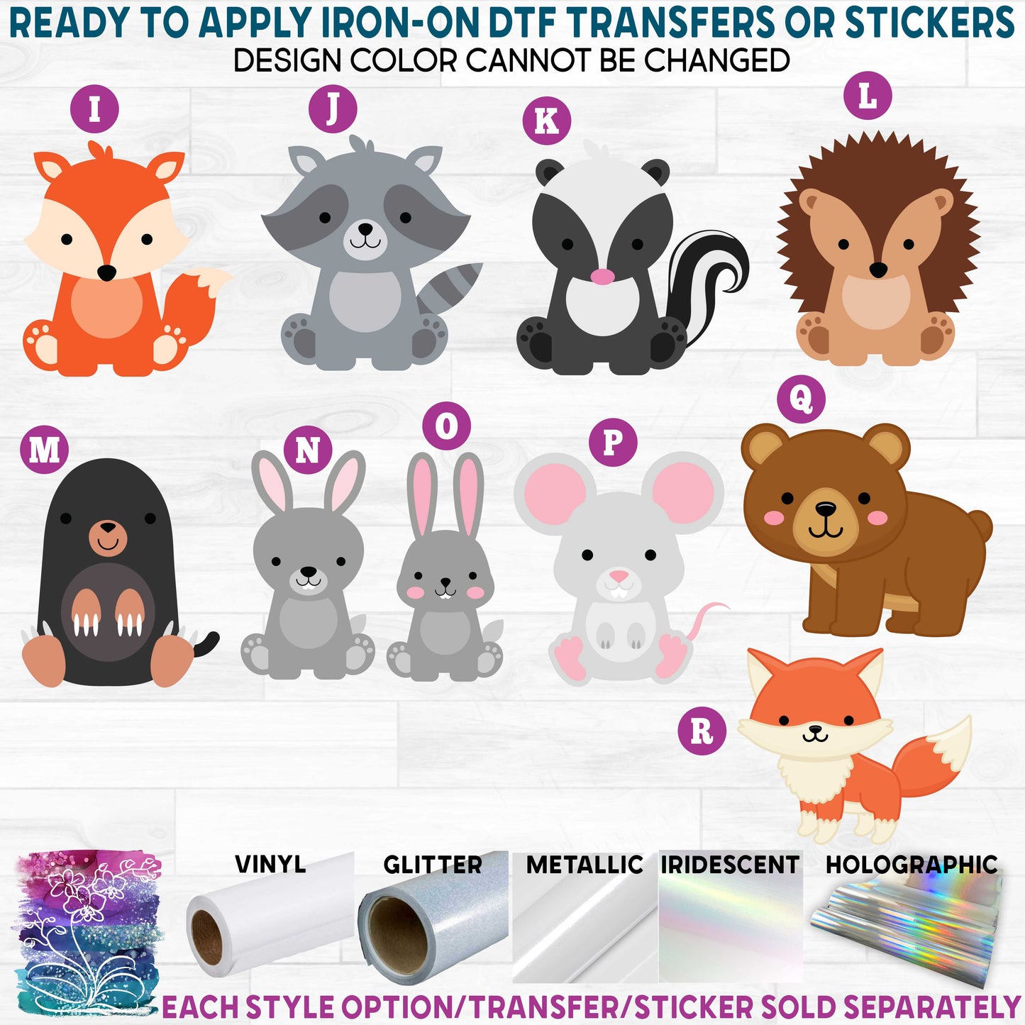 (s169-01) Cute Tribal Woodland Forest Animals Printed Heat Transfer or Sticker