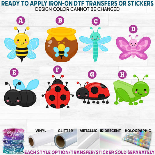 (s169-03) Cute Insects Printed Heat Transfer or Sticker