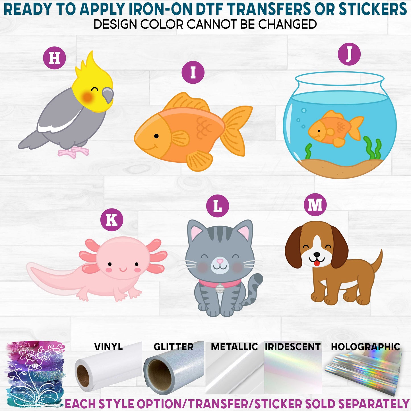 (s169-04) Cute Pets Printed Heat Transfer or Sticker