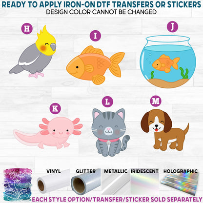 (s169-04) Cute Pets Printed Heat Transfer or Sticker