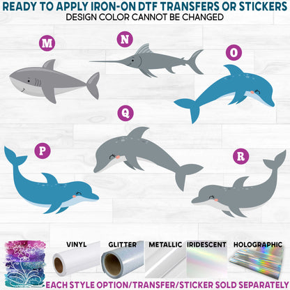 (s169-05) Ocean Creatures Whales Printed Heat Transfer or Sticker