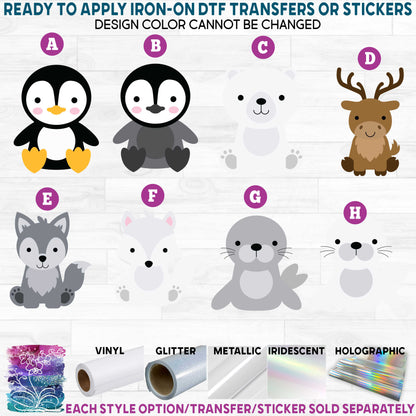 (s169-06) Cute Arctic Animals Printed Heat Transfer or Sticker