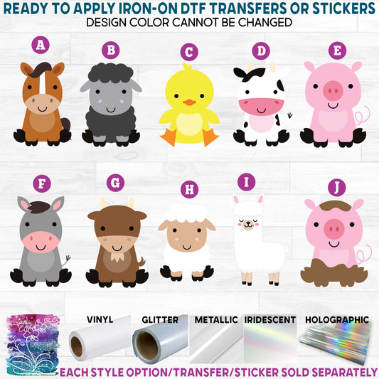 (s169-07) Cute Farm Animals Printed Heat Transfer or Sticker