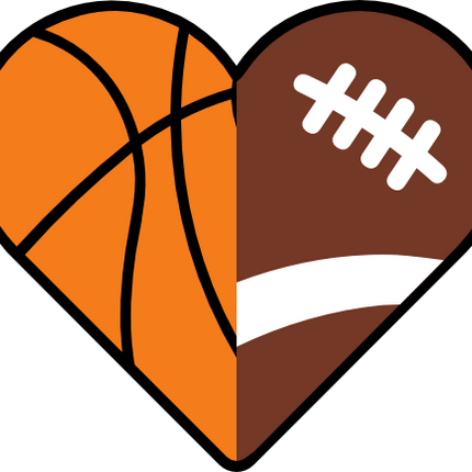 (s177-3-U) Full Color Split Heart Ball Basketball Football