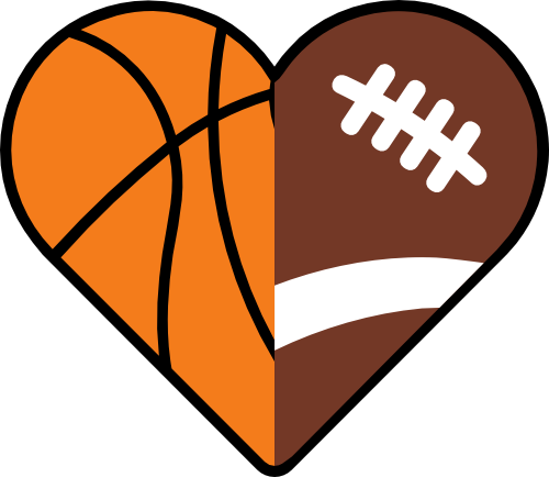 (s177-3-U) Full Color Split Heart Ball Basketball Football