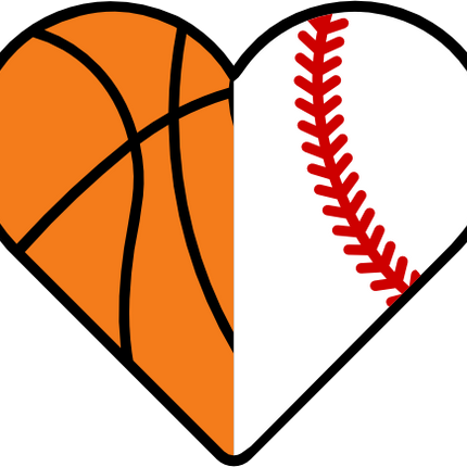 (s177-3-X) Full Color Split Heart Ball Basketball Baseball Softball