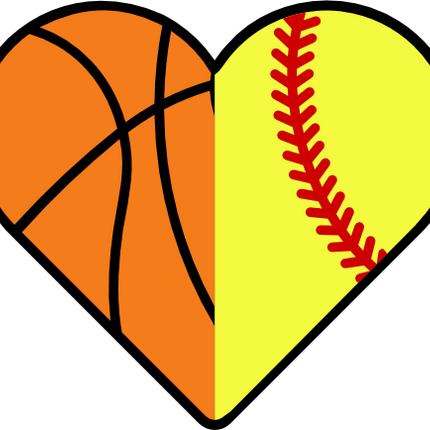 (s177-3-X) Full Color Split Heart Ball Basketball Baseball Softball