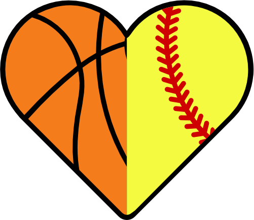 (s177-3-X) Full Color Split Heart Ball Basketball Baseball Softball
