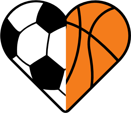 (s177-4-2E) Black White Split Heart Ball Soccer Basketball
