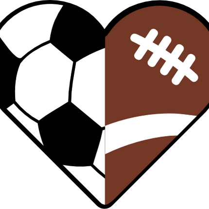(s177-4-2F) Black White Split Heart Ball Soccer Football