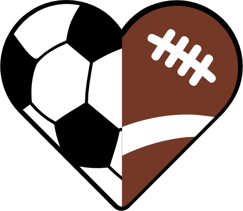 (s177-4-2F) Black White Split Heart Ball Soccer Football