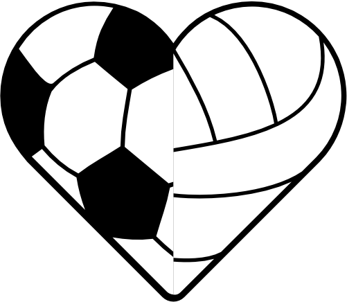 (s177-4-2G) Black White Split Heart Ball Soccer Volleyball