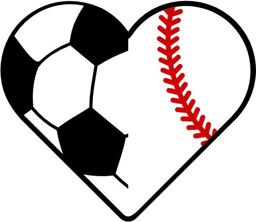 (s177-4) Black White Split Heart Ball Soccer Baseball Softball