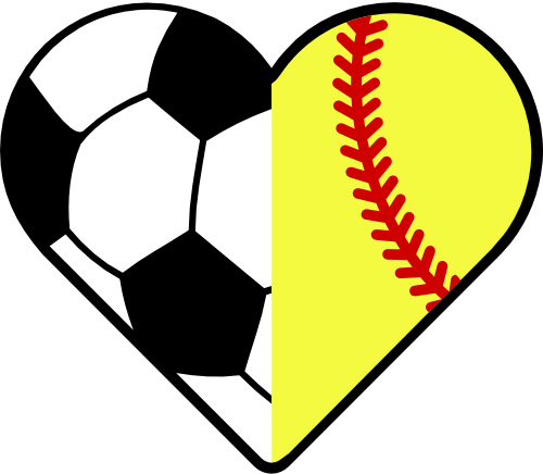 (s177-4) Black White Split Heart Ball Soccer Baseball Softball