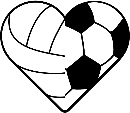 (s177-4-2K) Black White Split Heart Ball Volleyball Soccer