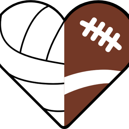 (s177-4-2L) Black White Split Heart Ball Volleyball Football