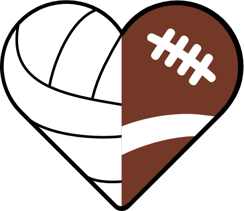 (s177-4-2L) Black White Split Heart Ball Volleyball Football