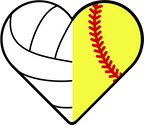 (s177-4) Black White Split Heart Ball Volleyball Baseball Softball