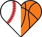 (s177-4) Full Color Split Heart Baseball Softball Basketball