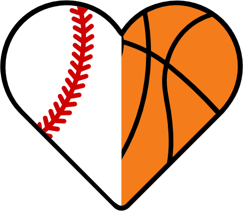 (s177-4) Full Color Split Heart Baseball Softball Basketball