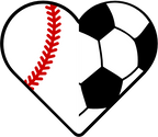 (s177-4) Full Color Split Heart Baseball Softball Soccer