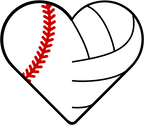 (s177-4) Full Color Split Heart Baseball Softball Volleyball