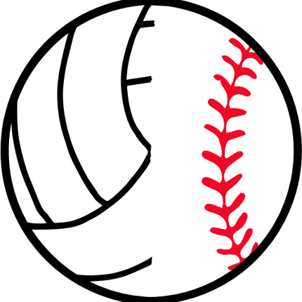 (s177-4) Black White Split Ball Volleyball Baseball Softball